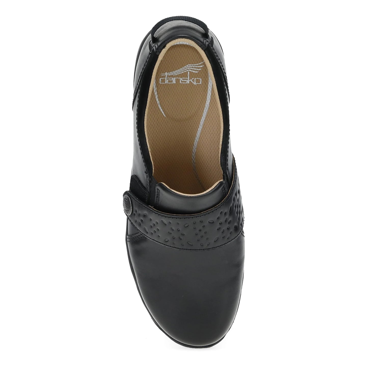 Dansko Women's Sallie Slip Resistant Adjustable Shoe - Black Waxy Burnished