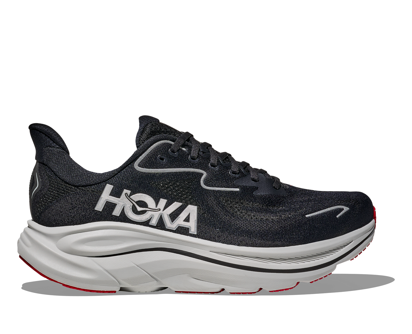 Hoka Men's Clifton 10 Running Shoe - Black/Silver