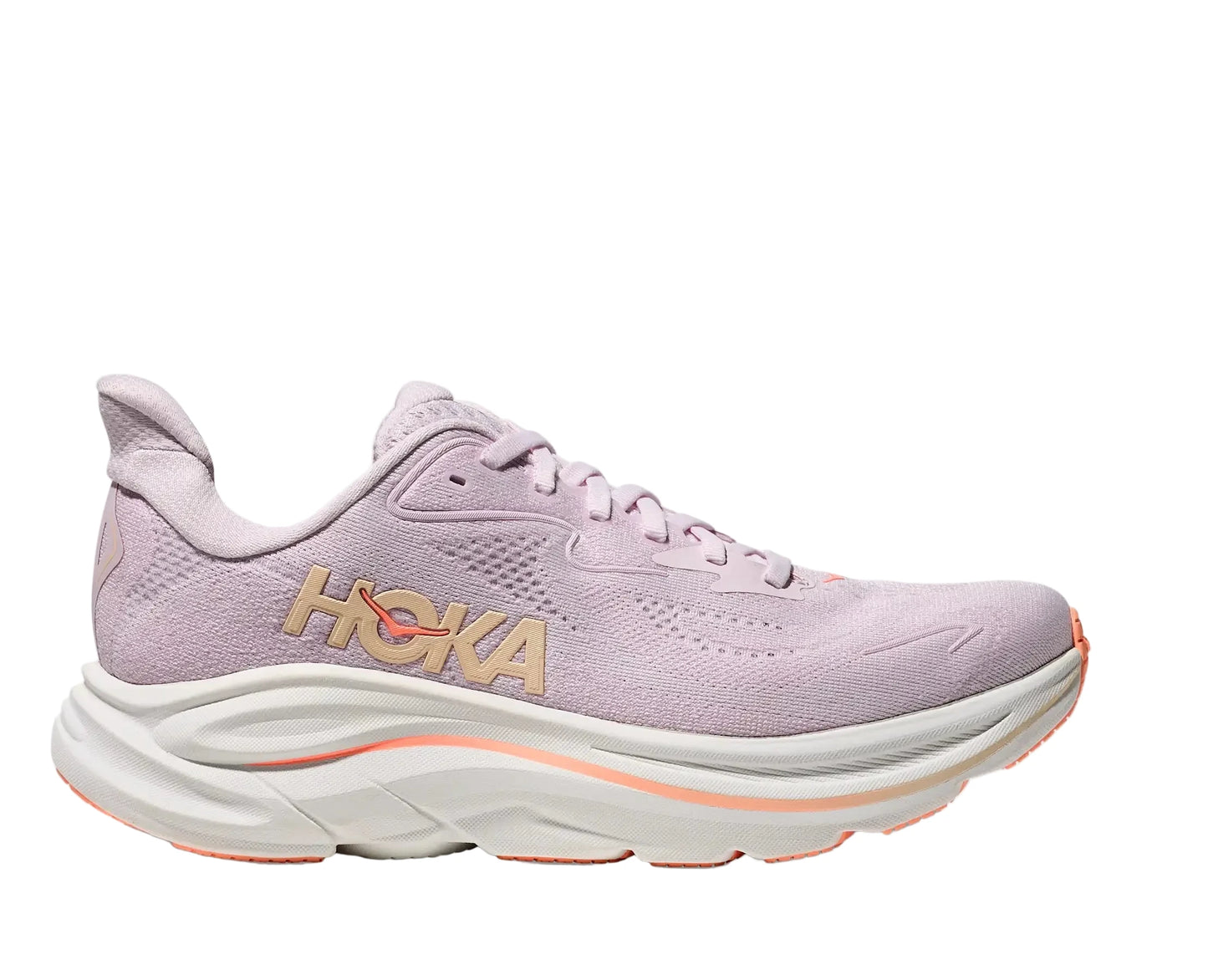 Hoka Women's Clifton 10 Sneakers- Lilac cream / tangerine glow