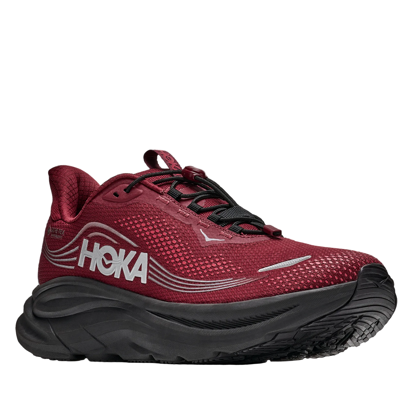 Hoka Men's Clifton 11 Gore-Tex Running Shoes - Varsity Burgundy/Carbon Black