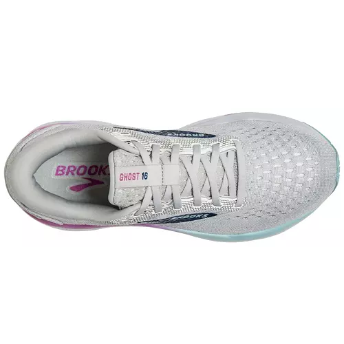 Brooks Women's Ghost 16 Running Sneaker - White/Grey/Estate Blue