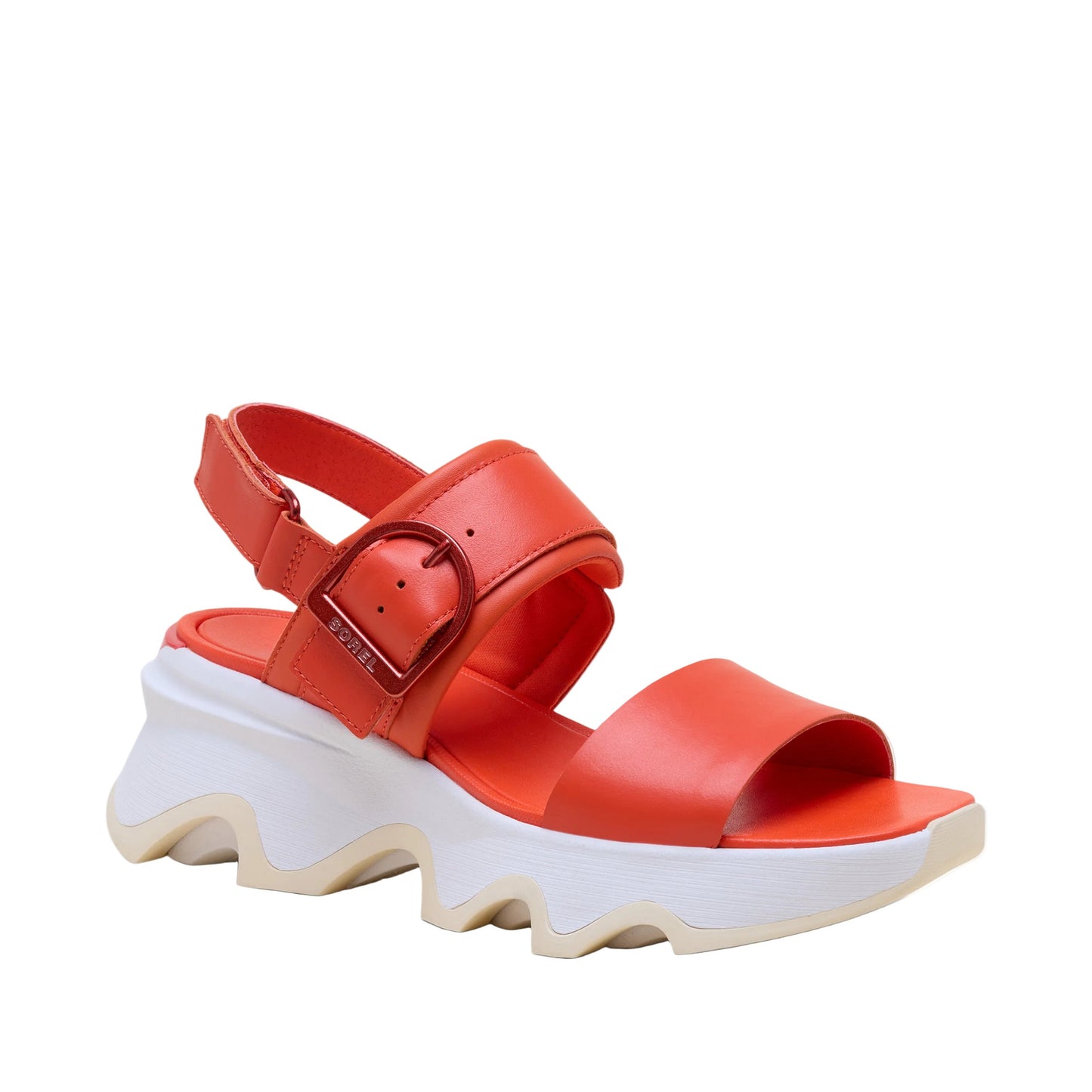Sorel Women's Kinetic Impact Wedge Sandal - Crimson Fire/Honey White