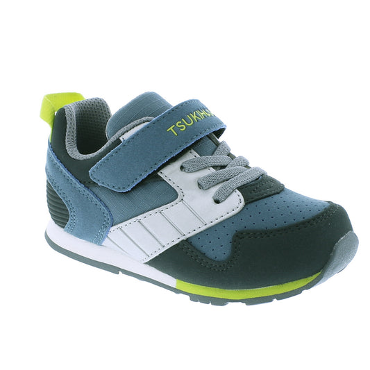 Tsukihoshi Child (Sizes 7 to 13) Racer Sneaker - Sea/Lime