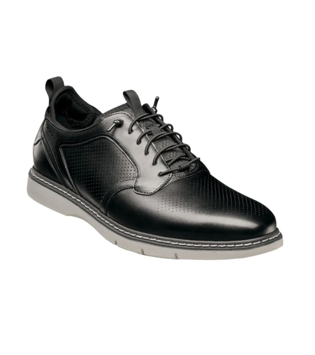 Stacy Adams Men's Sync Plain Toe Elastic Lace Up Casual Loafer - Black