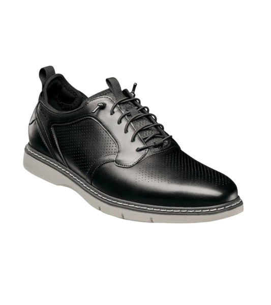 Stacy Adams Men's Sync Plain Toe Elastic Lace Up Casual Loafer - Black