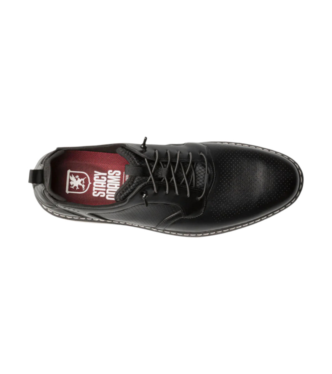 Stacy Adams Men's Sync Plain Toe Elastic Lace Up Casual Loafer - Black