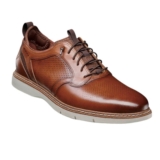 Stacy Adams Men's Sync Plain Toe Elastic Lace Up Casual Loafer - Cognac