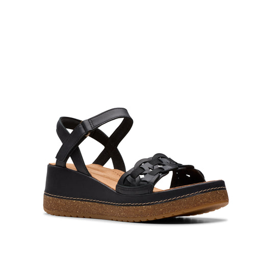 Clarks Women's Kassanda Bar Wedge Sandal - Black