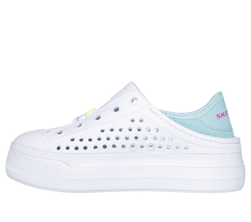 Foamies by Skechers Kids Girls Guzman Hi-Rise Stay Vibin' Sneaker - White/Turquoise