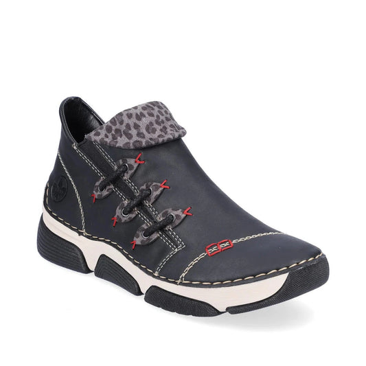 Rieker Women's Angela 83 Booties - Black/Leopard Grey