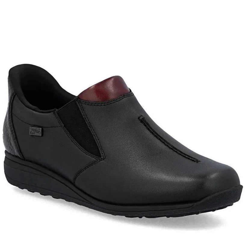 Rieker Women's Donna Wide Shoes - Black/Burgundy