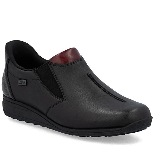 Rieker Women's Donna Wide Shoes - Black/Burgundy