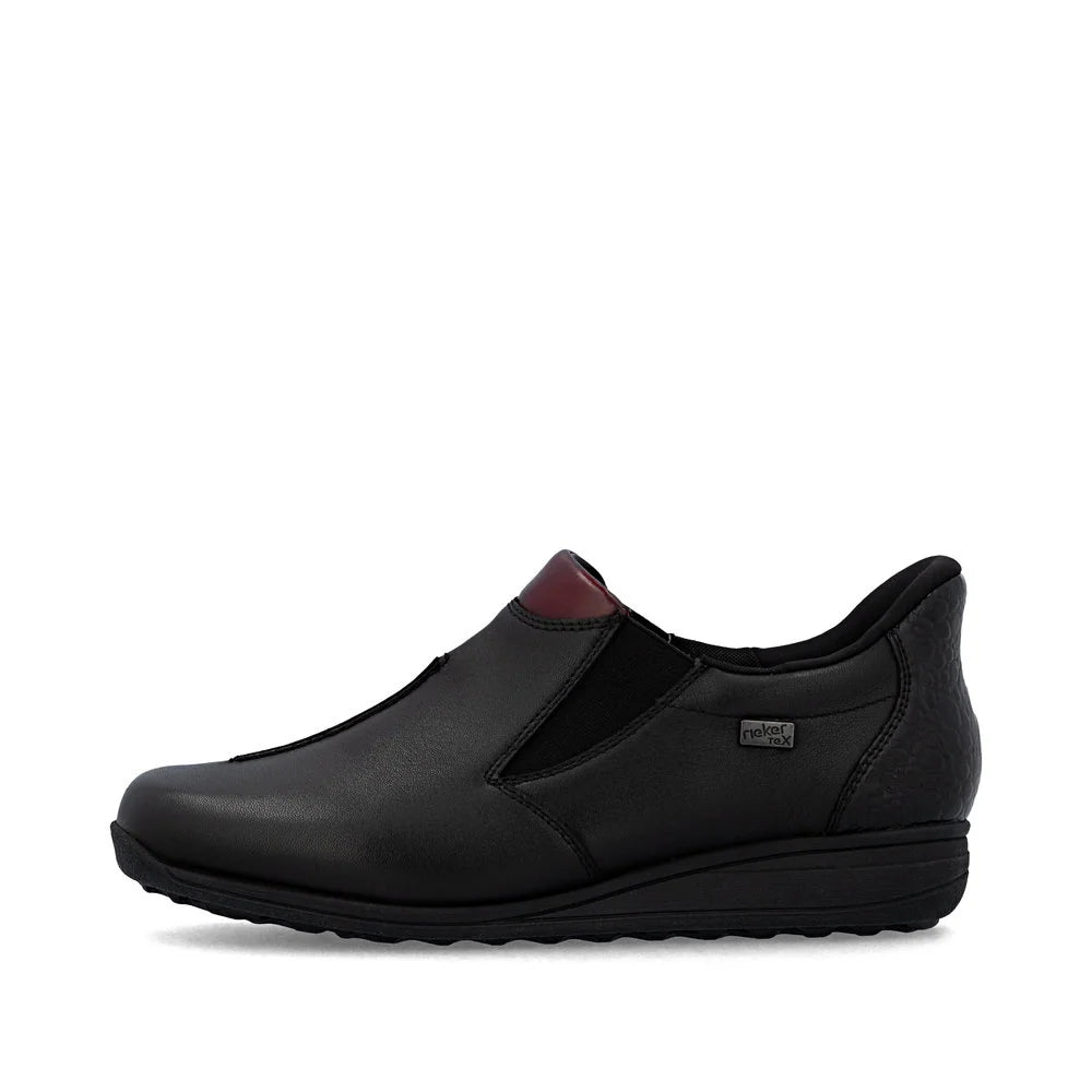 Rieker Women's Donna Wide Shoes - Black/Burgundy