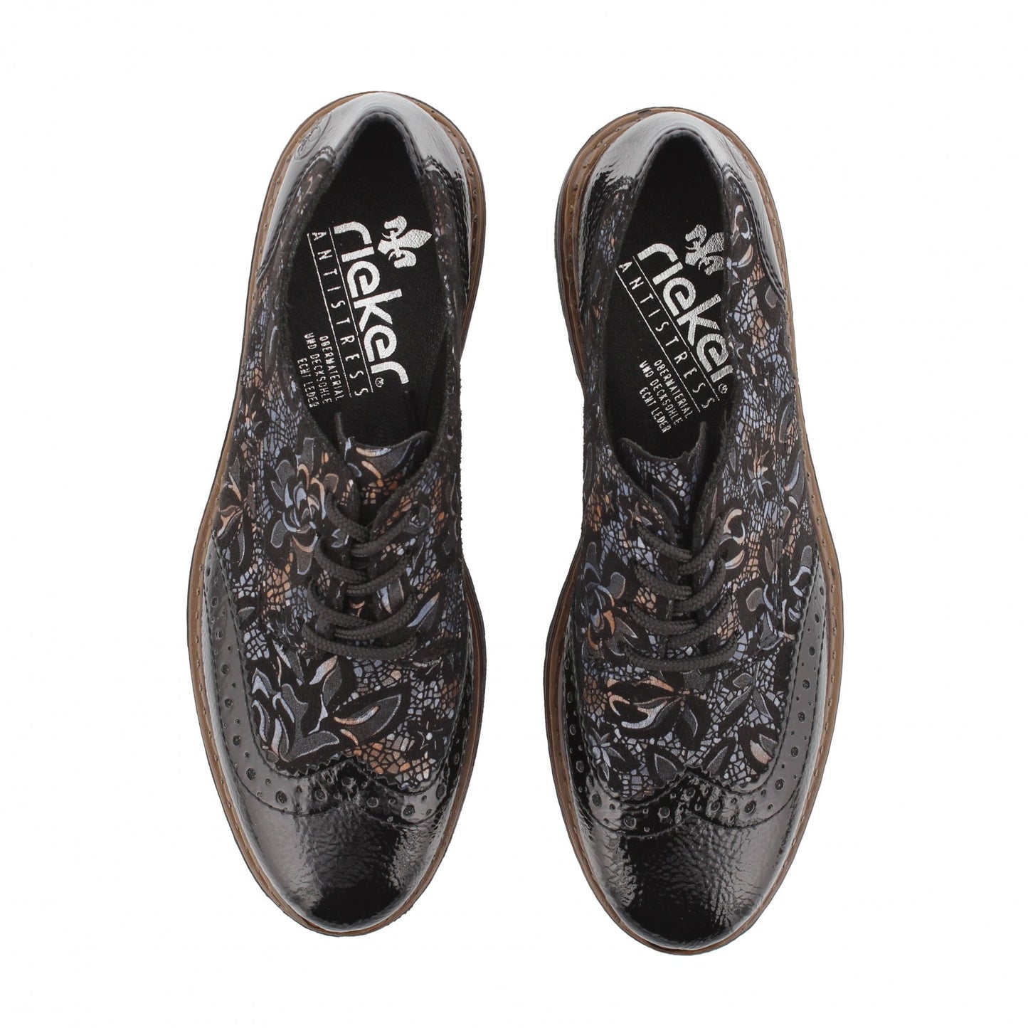 Rieker Women's Ulla Brogue Loafers - Black/Schwarz-Metallic