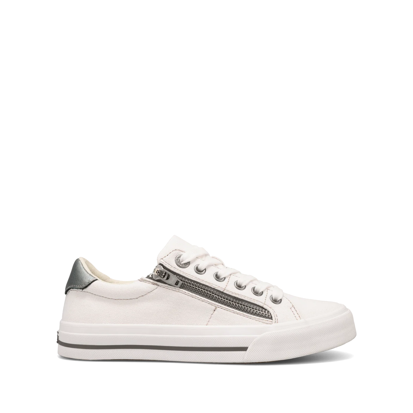 Taos Women's Z Soul Side Zip Sneaker - White/Pewter