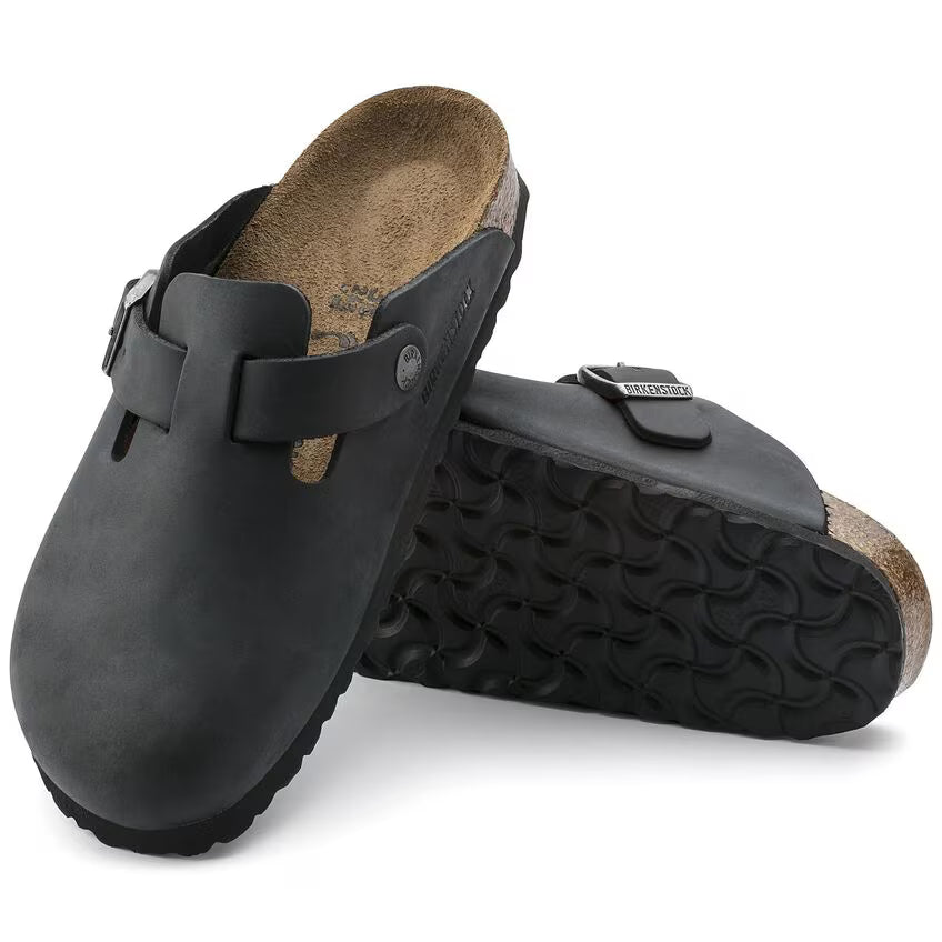 Birkenstock Unisex Boston Oiled Leather Clog - Black