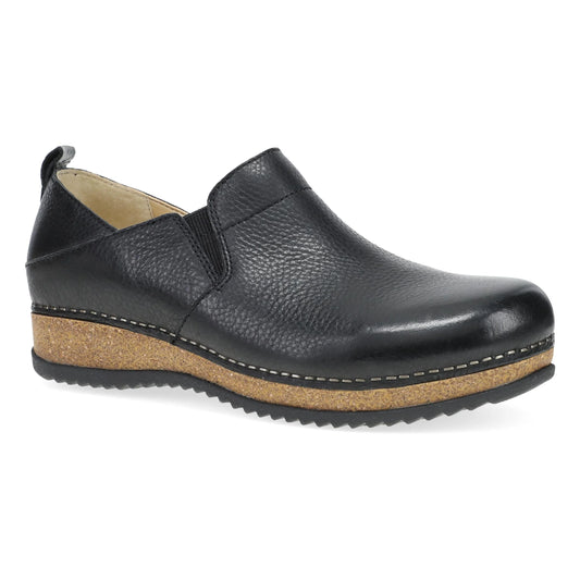 Dansko Women's Meara Slip-On Clog - Black Waxy Milled