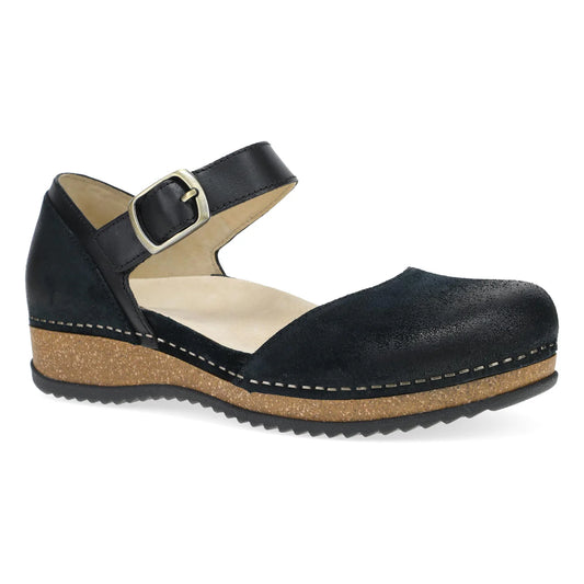 Dansko Women's Mae Mary Jane Clog - Black Burnished Suede