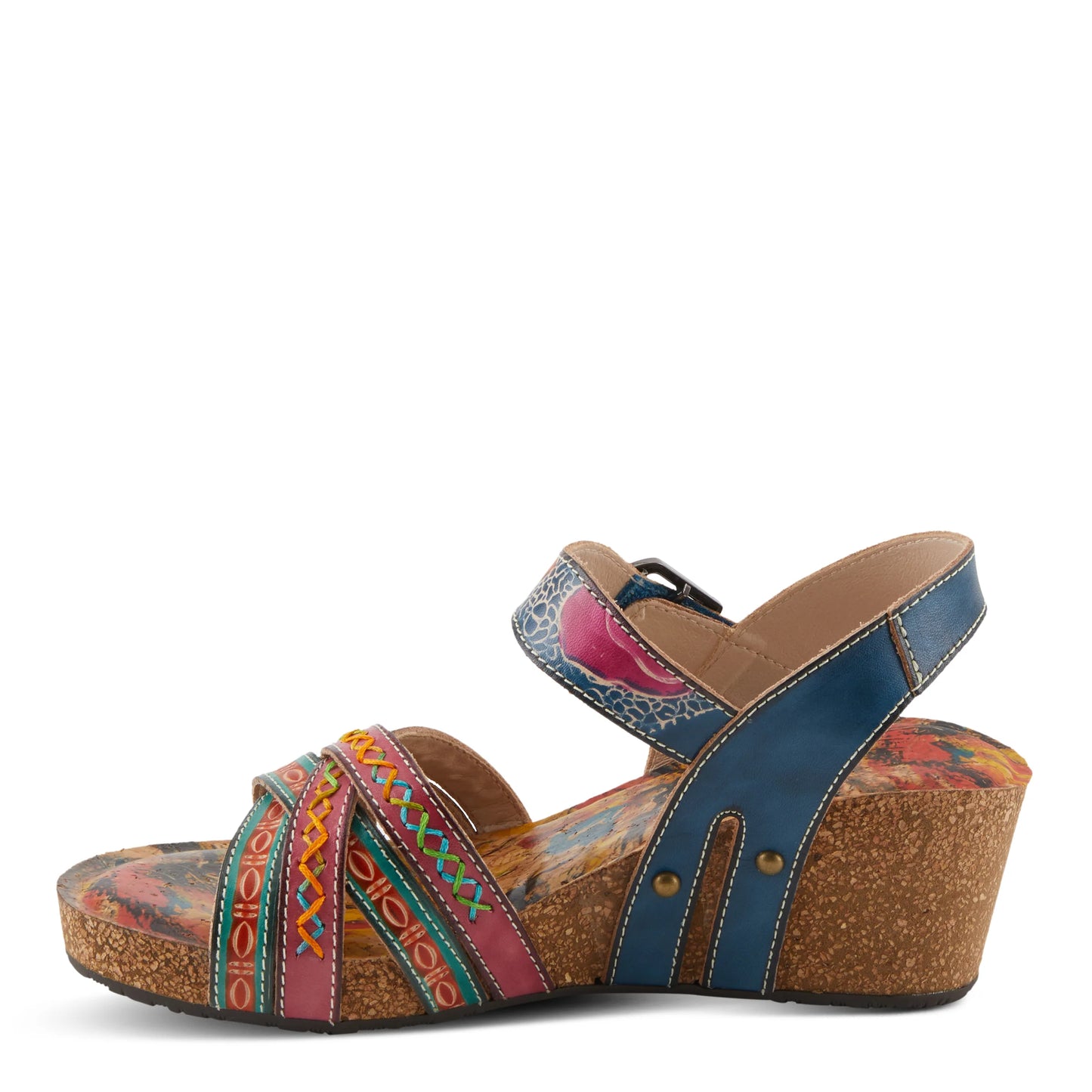 L'artiste by Spring Step Women's Bosquet Wedge Sandals - Navy Multi