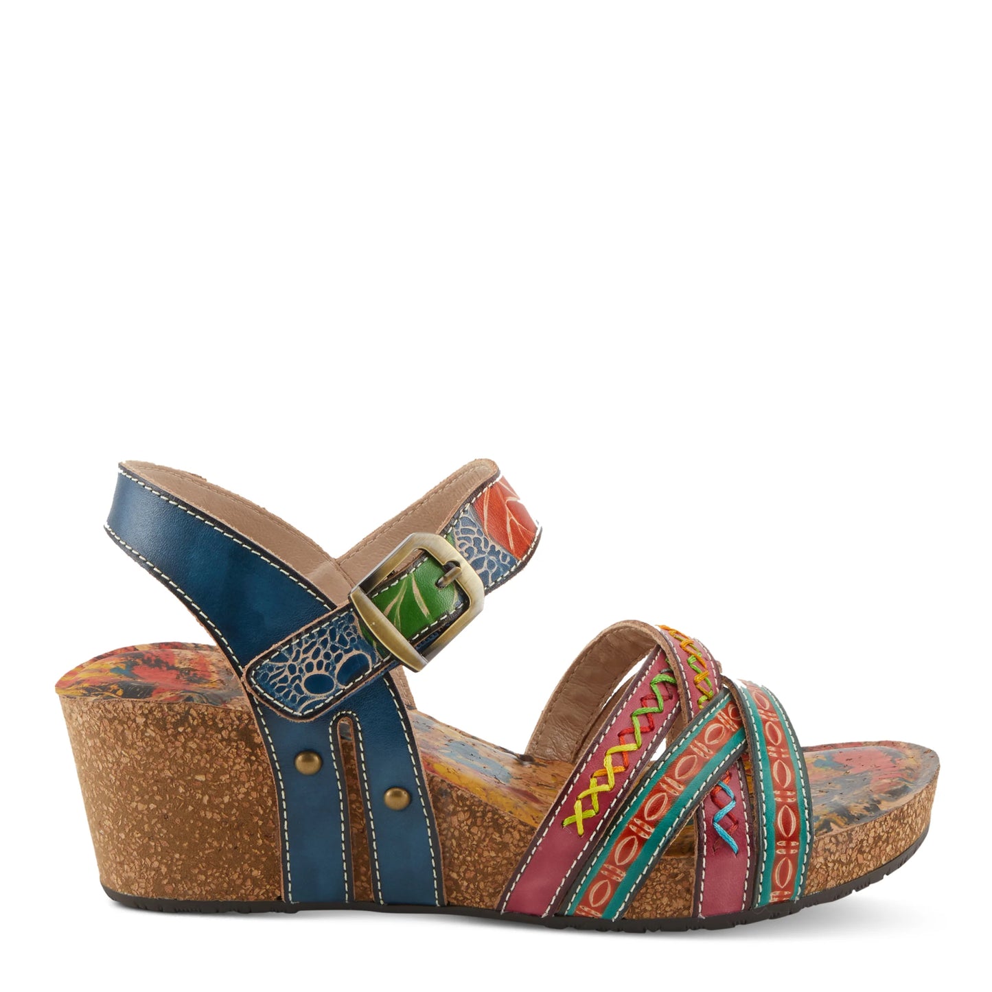 L'artiste by Spring Step Women's Bosquet Wedge Sandals - Navy Multi