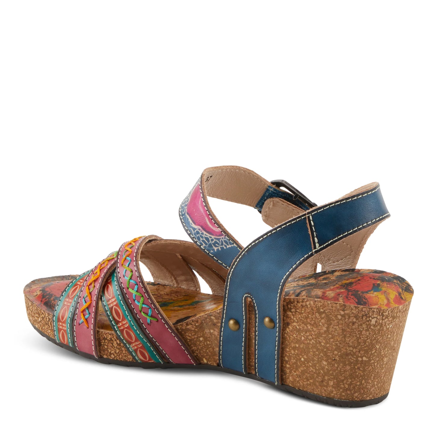 L'artiste by Spring Step Women's Bosquet Wedge Sandals - Navy Multi