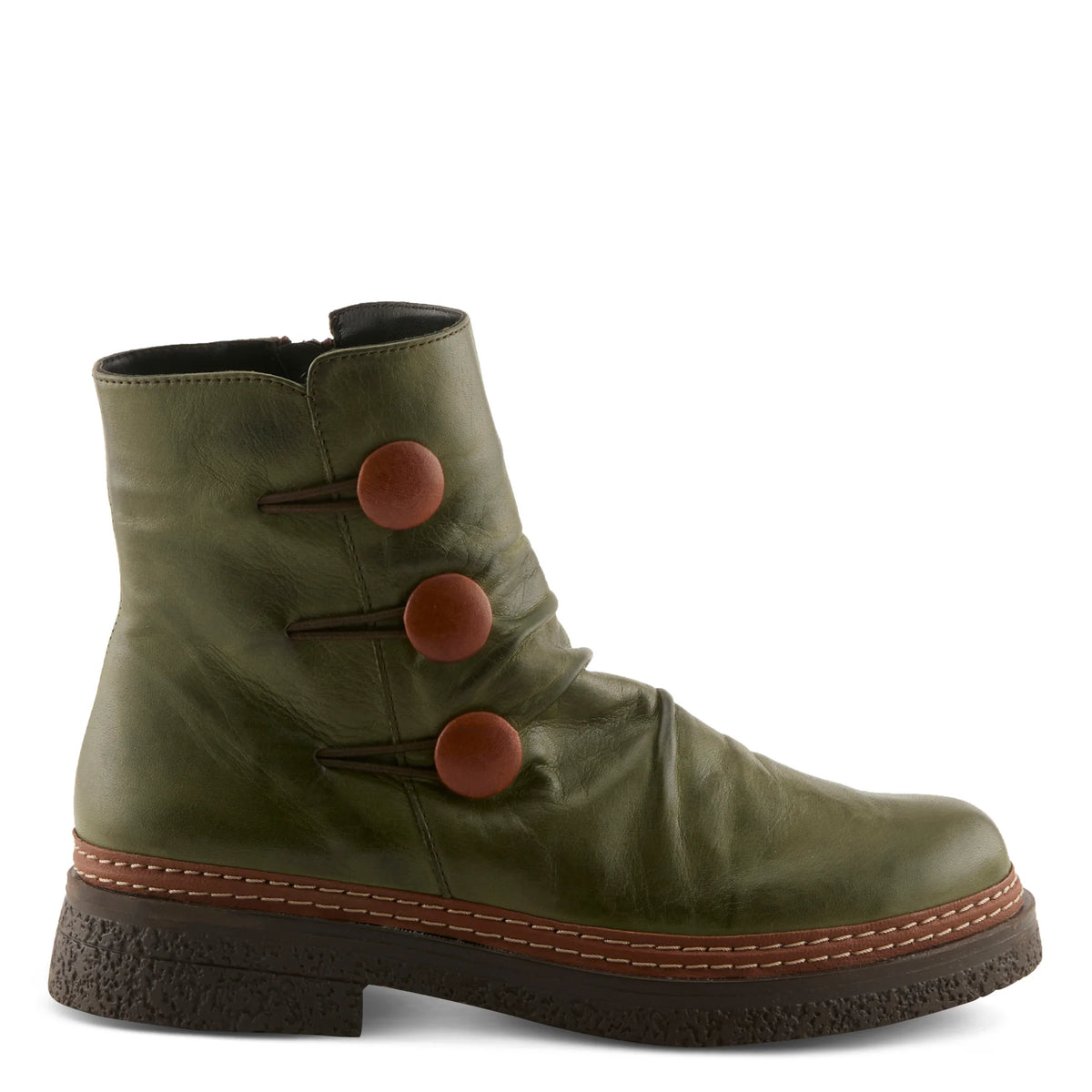 Spring Step Women's Bottina Side Zip Boots - Olive Multi