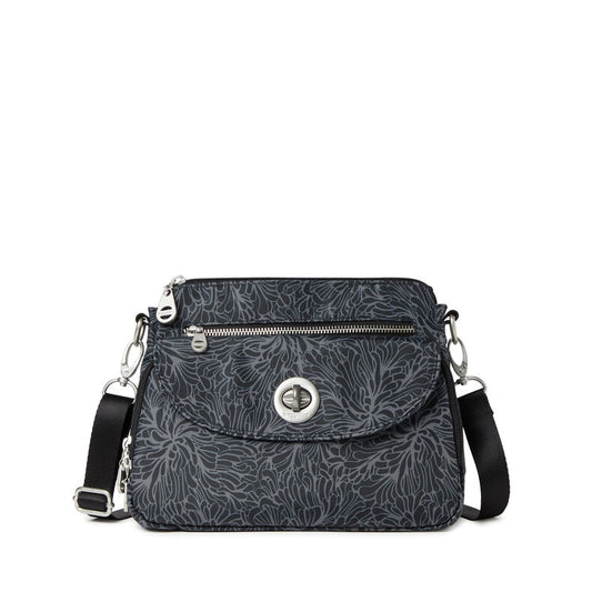 Baggallini Calais Crossbody Bag - Midnight Blossom Print