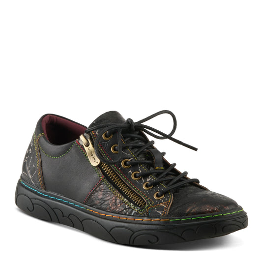L'Artiste by Spring Step Women's Danli Leather Zipper Sneaker - Black Multi