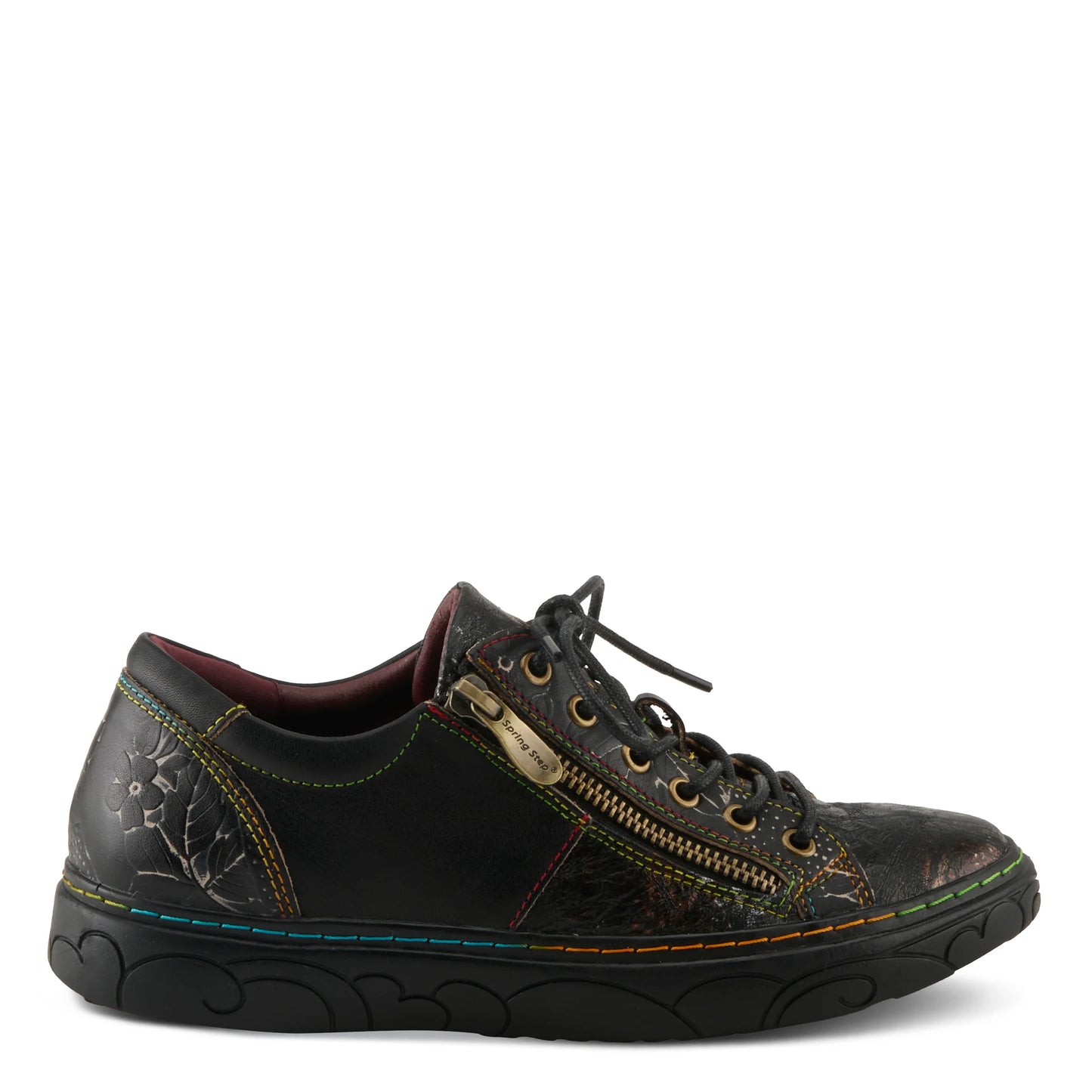 L'Artiste by Spring Step Women's Danli Leather Zipper Sneaker - Black Multi