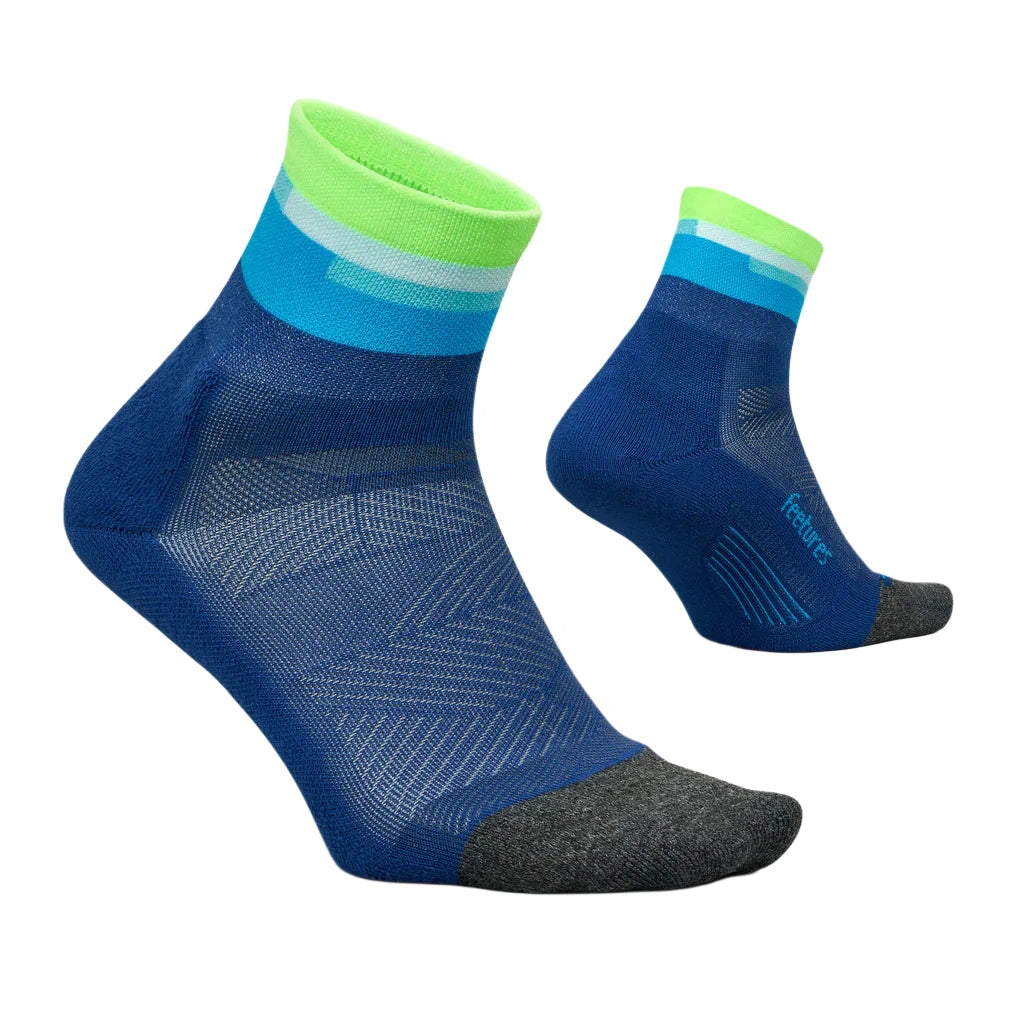 Feetures Unisex Elite Quarter Cushion Sock - Surfboard Blue