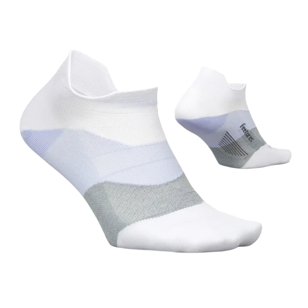 Feetures Women's Elite Ultra No Show Tab Sock - White Lilatech