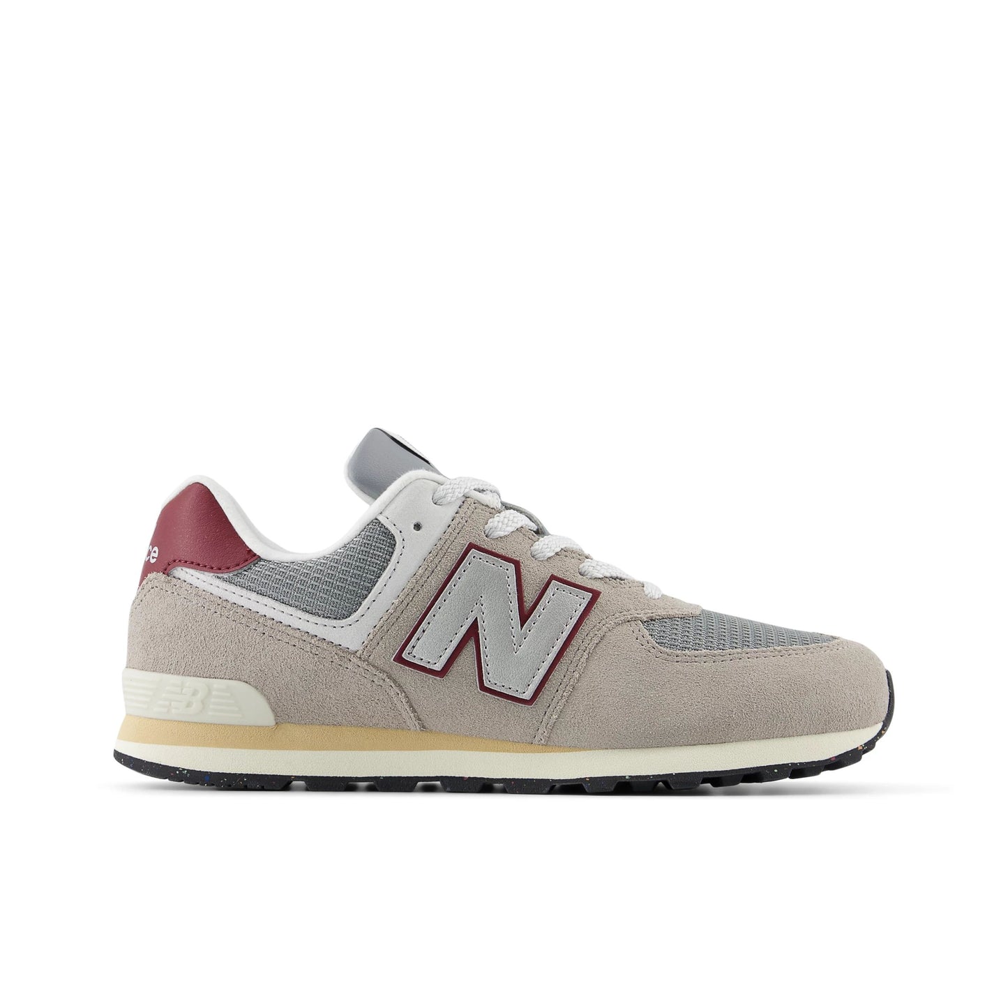 New Balance Big Kids (3.5-7) 574 Lace - Arid Stone/Monarch Burgundy