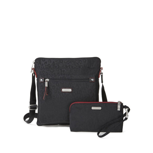 Baggallini Go Bagg With RFID Phone Wristlet -  Black Cheetah Emboss