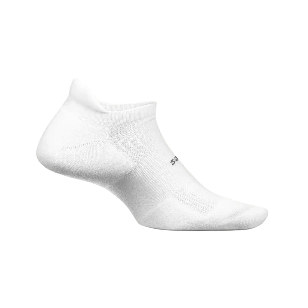 Feetures Unisex High Peformance Max Cushion No Show Tab Socks - White