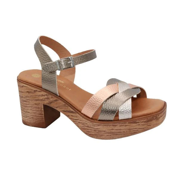 Eric Michael Women’s Heidi Platform Block Heel Sandal - Metallic Multi