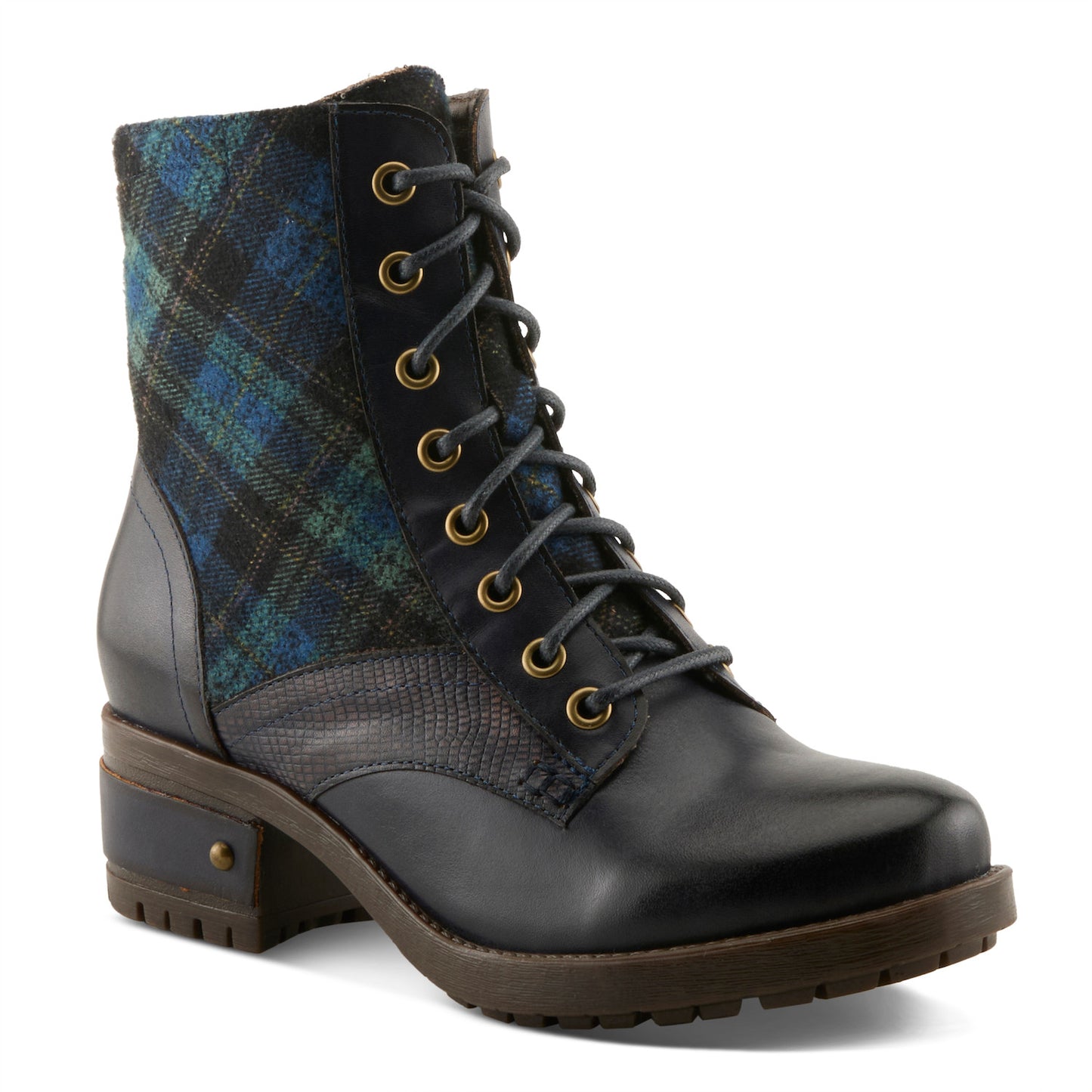 Spring Step Women's Marty Plaid Boot- Blue Multi
