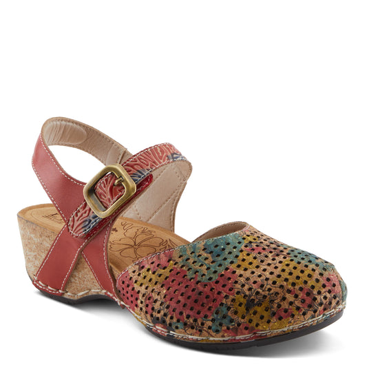 L'artiste by Spring Step Women's Koraline Hand Painted Clog - Red Multi