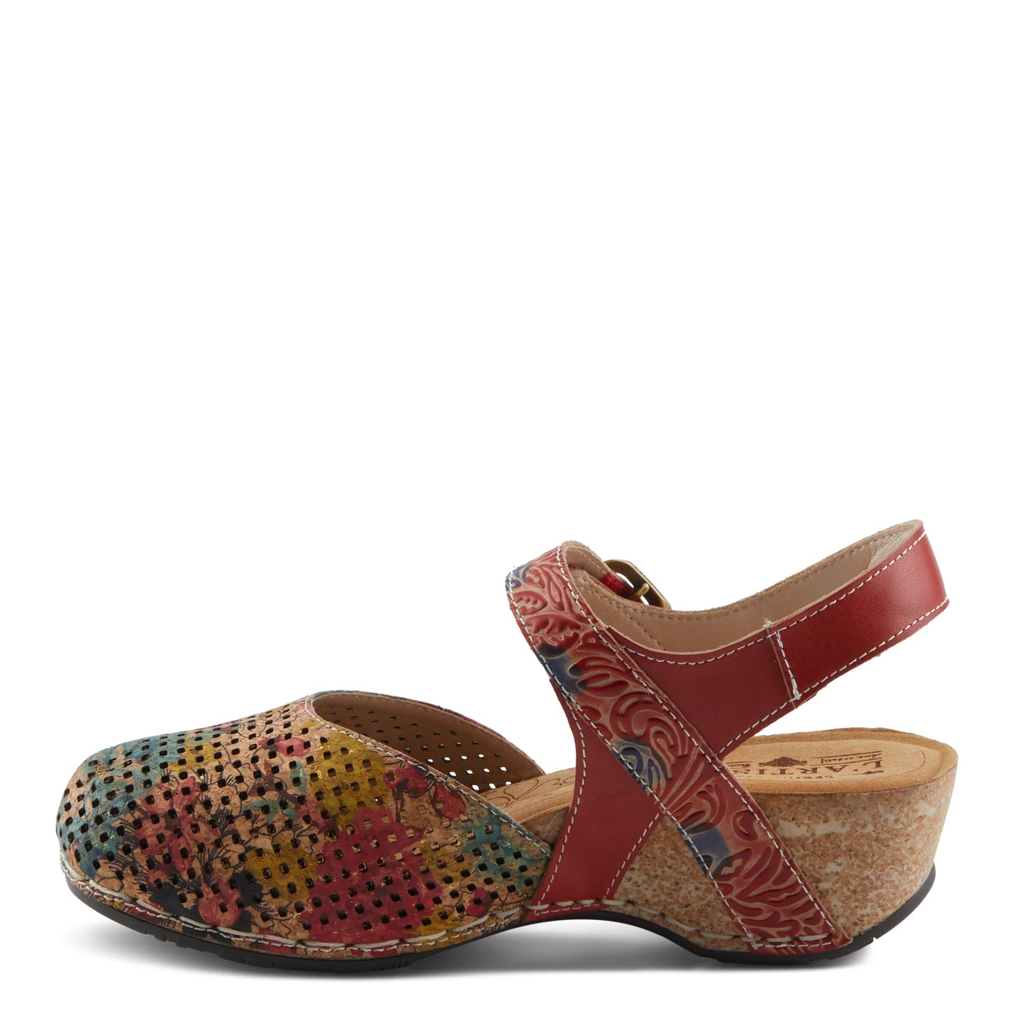 L'artiste by Spring Step Women's Koraline Hand Painted Clog - Red Multi