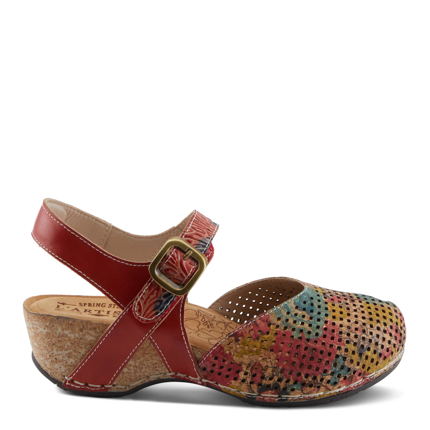 L'artiste by Spring Step Women's Koraline Hand Painted Clog - Red Multi