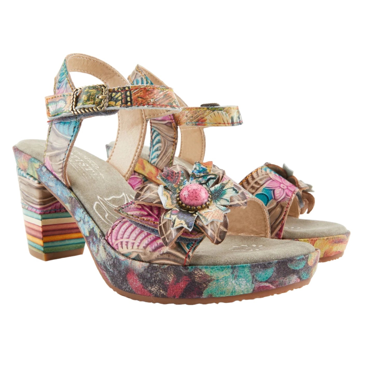 L'Artiste by Spring Step Women's Leilanie Sandals - Grey Multi