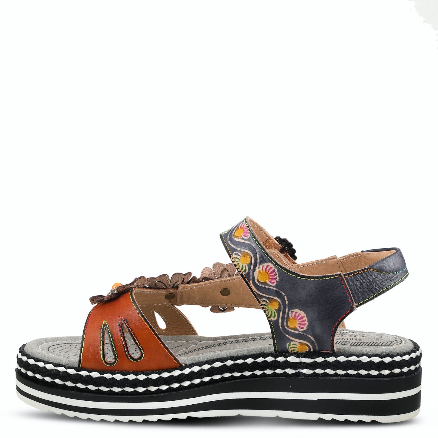 L'Artiste by Spring Step Women's Laga Hand Painted Sandals - Navy Multi