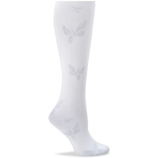 Nurse Mates Women's Compression Socks - Butterfly White