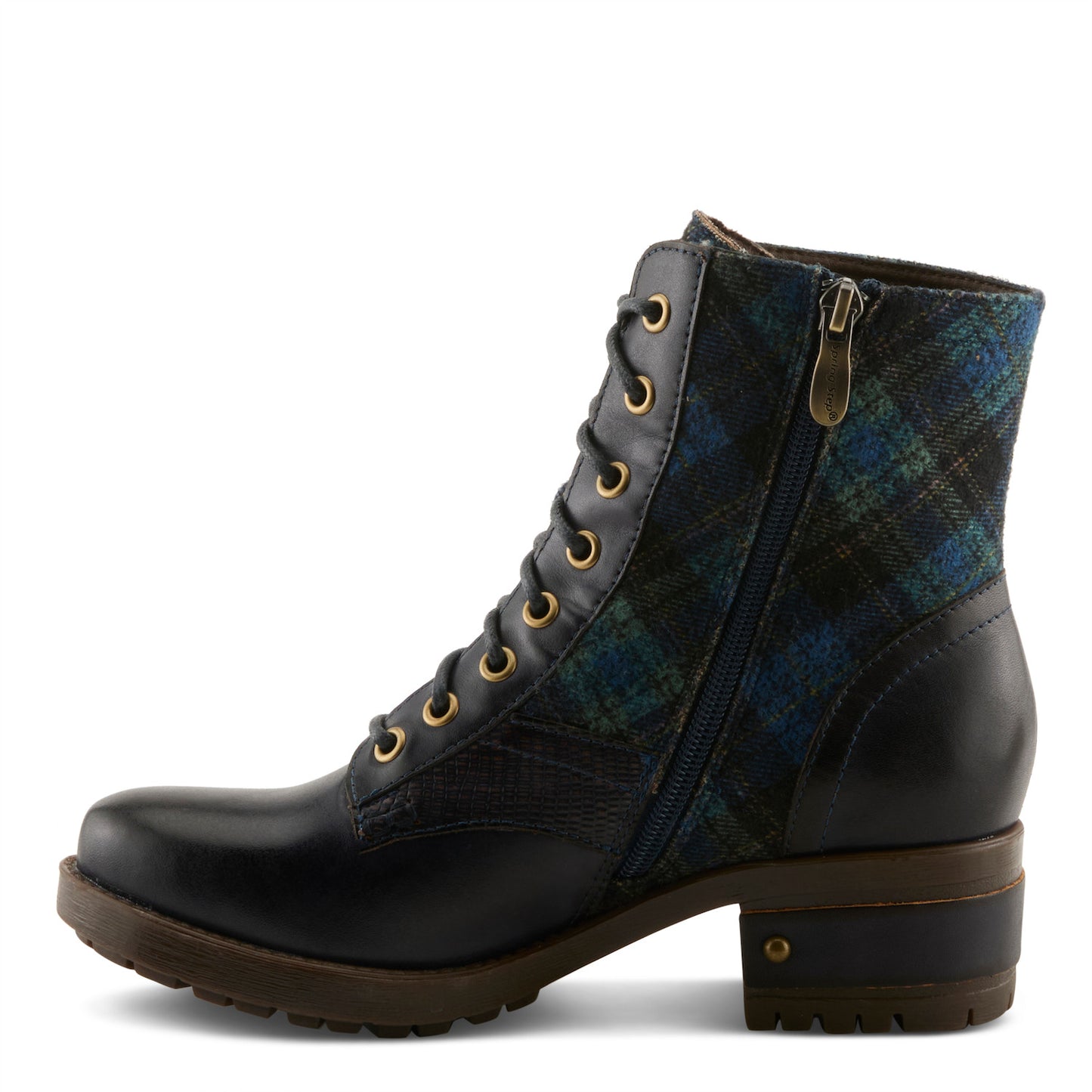Spring Step Women's Marty Plaid Boot- Blue Multi