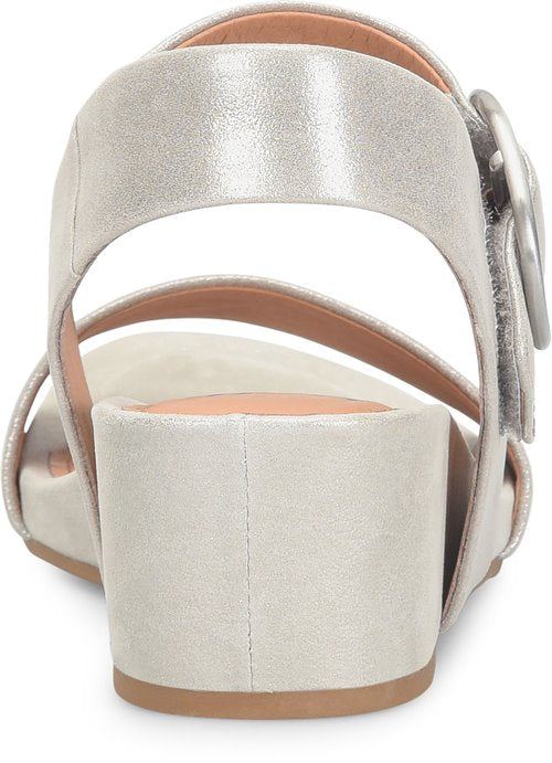 Sofft Women's Leather Wedge Sandal - Silver/Stone