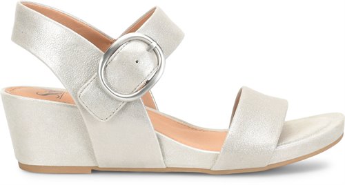 Sofft Women's Leather Wedge Sandal - Silver/Stone