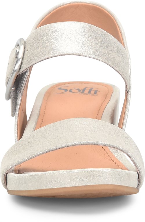 Sofft Women's Leather Wedge Sandal - Silver/Stone