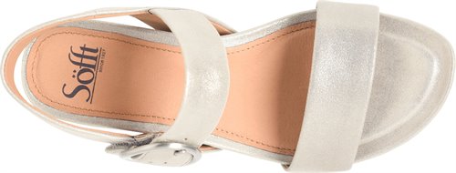 Sofft Women's Leather Wedge Sandal - Silver/Stone