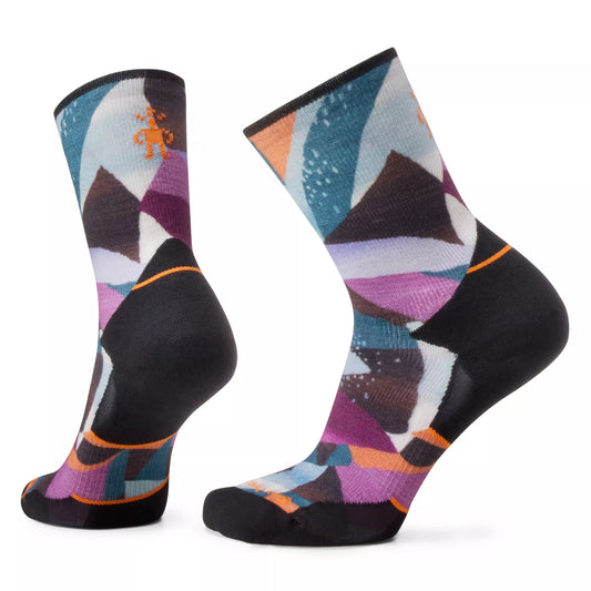 Smartwool Women's Trail Run Targeted Cushion Mosaic Pieces Print Crew Socks - Black