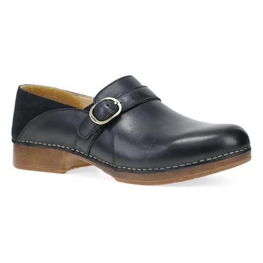 Dankso Women's Margaret Clog - Black Burnished Calf