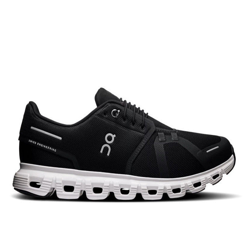 On Men's Cloud 6 Supportive Running Shoe - Black/White